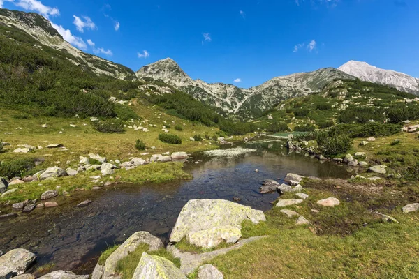 Paysage Étonnant Avec Rivière Montagne Pics Hvoynati Pirin Mountain Bulgarie — Photo