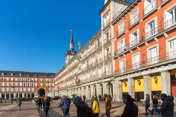 Madrid Espanha Janeiro 2018 Plaza Mayor Com Estátua Rei Philips — Fotografia de Stock