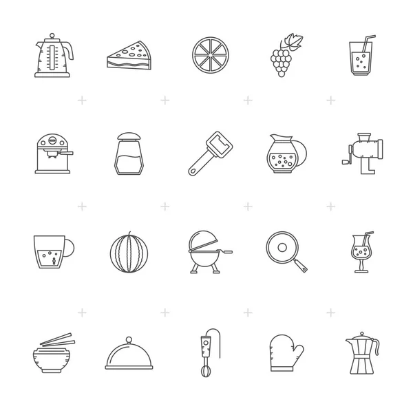 Line Food, Drink and kitchen equipment icons 1 - vector icon set