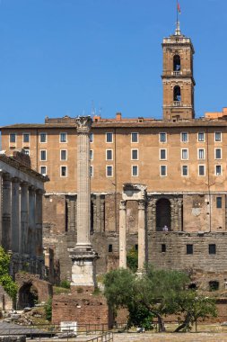 Rome, İtalya - 24 Haziran 2017: Panoramik Roma Forumu ve Capitoline Tepesi City Roma, İtalya