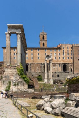 Rome, İtalya - 24 Haziran 2017: Capitoline Tepesi, Satürn ve Capitoline Tepesi City Roma, İtalya