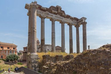 Rome, İtalya - 24 Haziran 2017: Capitoline Tepesi, Satürn ve Capitoline Tepesi City Roma, İtalya