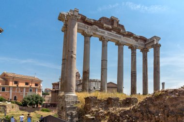Rome, İtalya - 24 Haziran 2017: Capitoline Tepesi, Satürn ve Capitoline Tepesi City Roma, İtalya