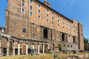 Rome, İtalya - 24 Haziran 2017: Panoramik Roma Forumu ve Capitoline Tepesi City Roma, İtalya