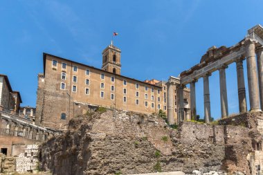 Rome, İtalya - 24 Haziran 2017: Capitoline Tepesi, Satürn ve Capitoline Tepesi City Roma, İtalya