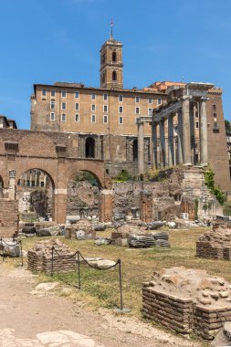 Rome, İtalya - 24 Haziran 2017: Capitoline Tepesi, Satürn ve Capitoline Tepesi City Roma, İtalya