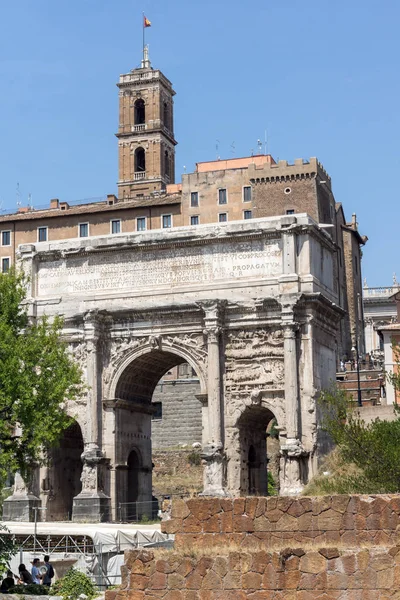 Rom Italien Juni 2017 Capitolium Septimius Severus Arch Forum Romanum — Stockfoto