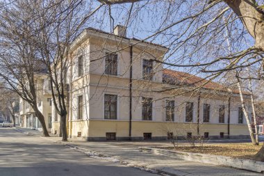 : Kyustendil, Bulgaria - 15 Ocak 2015: Velbazhd kare kasaba Kyustendil, Bulgaria