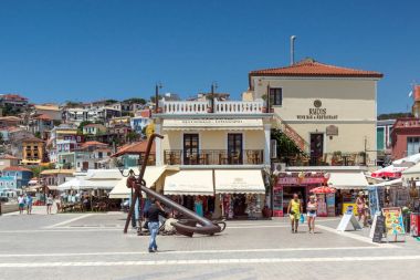 PARGA, GREECE - JULY 17, 2014: Amazing summer view of town of Parga, Epirus, Greece clipart
