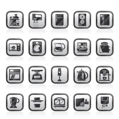 kitchen appliances and kitchenware icons - vector icon set clipart