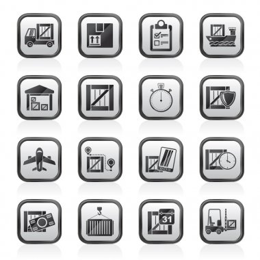Kargo, kargo, lojistik ve teslimat simgeler - vektör Icon set