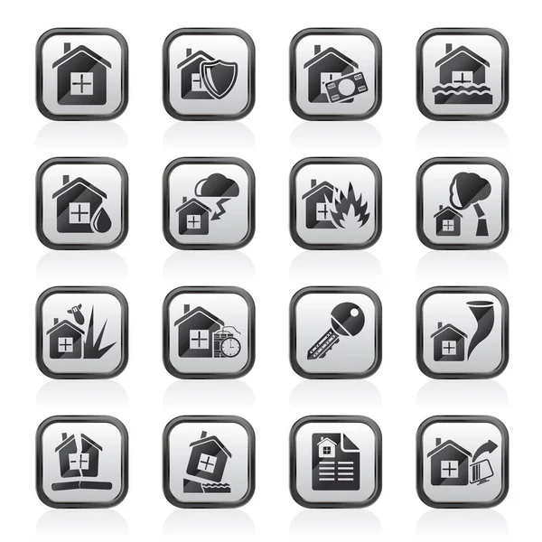 Home Risk Und Versicherung Icons Vektor Icon Set — Stockvektor