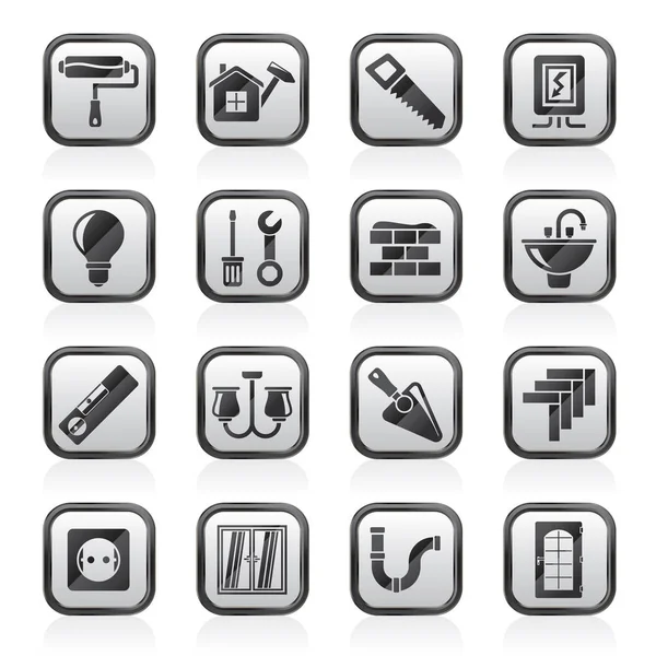 Inicio Reparación Renovación Iconos Vector Icono Conjunto — Vector de stock