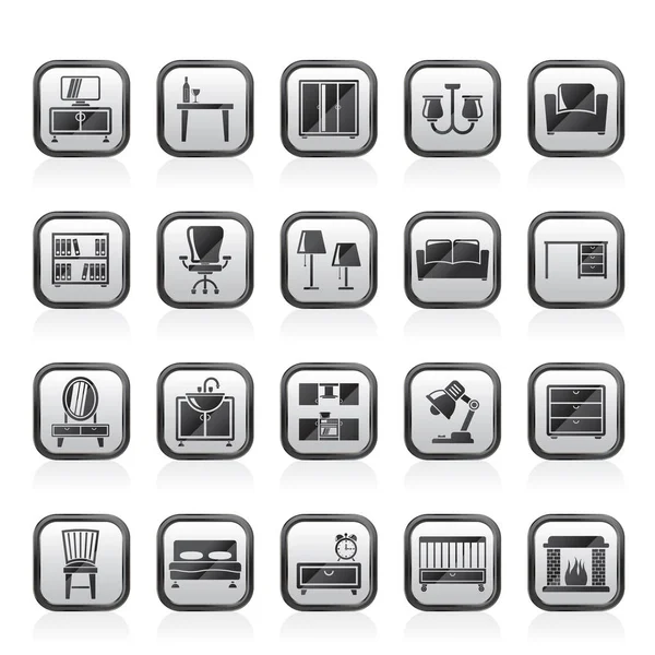 Ikonen Für Möbel Und Heimausstattung Vektor Icon Set — Stockvektor