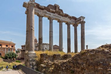 Rome, İtalya - 24 Haziran 2017: Capitoline Tepesi, Satürn ve Capitoline Tepesi City Roma, İtalya
