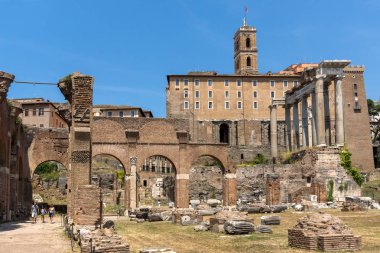 Rome, İtalya - 24 Haziran 2017: Capitoline Tepesi, Satürn ve Capitoline Tepesi City Roma, İtalya