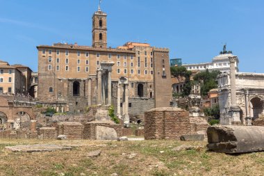 Rome, İtalya - 24 Haziran 2017: Capitoline Tepesi, Satürn ve Capitoline Tepesi City Roma, İtalya