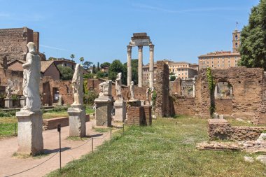 Rome, İtalya - 24 Haziran 2017: Vesta Tapınağı Roma, İtalya Roma Forumu görünümünü şaşırtıcı