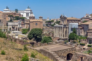Roma, İtalya - 24 Haziran 2017: Görünüm Roma Forumu ve Capitoline Tepesi, Roma, İtalya, Amazing