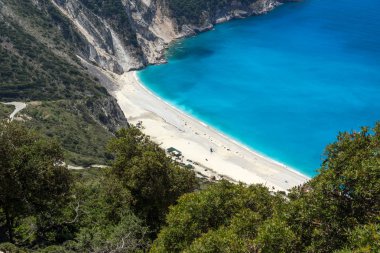 Muhteşem manzara Myrtos Beach, Kefalonia, Ionian Islands, Yunanistan