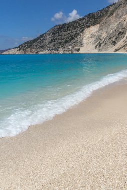 Muhteşem manzara Myrtos Beach, Kefalonia, Ionian Islands, Yunanistan