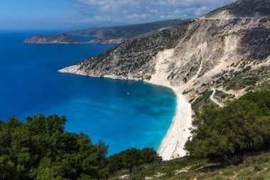 Muhteşem manzara Myrtos Beach, Kefalonia, Ionian Islands, Yunanistan