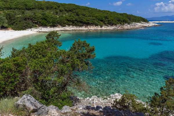 Increíble Vista Emblisi Fiskardo Beach Cefalonia Islas Jónicas Grecia — Foto de Stock