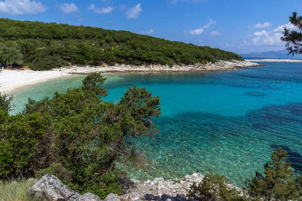 Úžasný Pohled Emblisi Fiskardo Beach Kefalonia Jónské Ostrovy Řecko — Stock fotografie