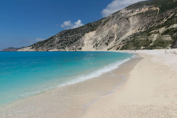 Niesamowity Krajobraz Myrtos Beach Kefalonia Wyspy Jońskie Grecja — Zdjęcie stockowe