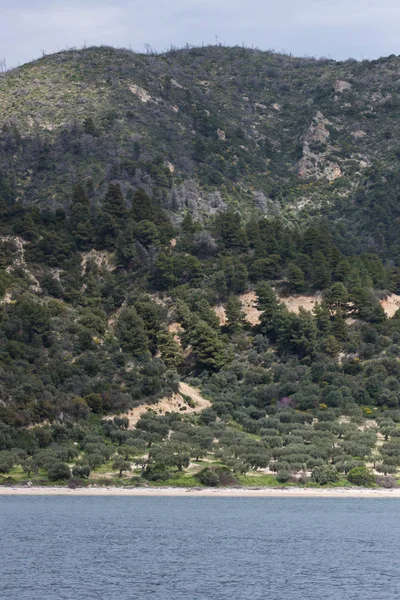 Удивительный Ландшафт Горы Афон Монастыре Святой Горы Халкидики Греция — стоковое фото