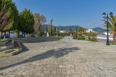 Taşöz, Yunanistan - 5 Nisan 2016: Dolgu Thassos şehri, Doğu Makedonya ve Trakya, Yunanistan 