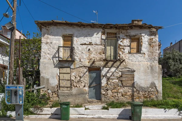 Thassos 2016年4月5日 斯卡拉城 Maries Thassos 东马其顿和色雷斯 希腊的河堤上的老房子 — 图库照片