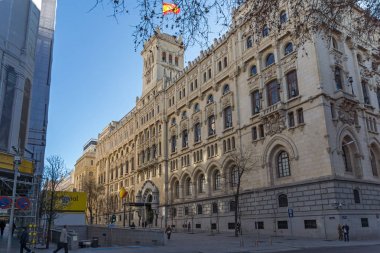 Madrid, İspanya - 22 Ocak 2018: Bina Donanma Komutanlığı şehir Madrid, İspanya