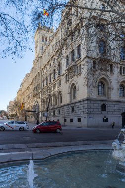 Madrid, İspanya - 22 Ocak 2018: Bina Donanma Komutanlığı şehir Madrid, İspanya