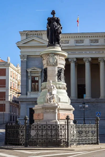 Madrid España Enero 2018 Estatua María Cristina Borbón Frente Museo — Foto de Stock