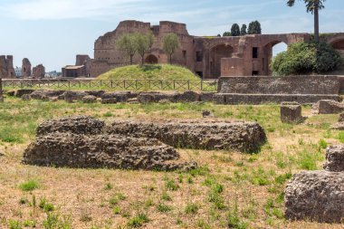 Rome, İtalya - 24 Haziran 2017: Panoramik harabelerini Palatine Tepesi City Roma, İtalya