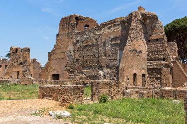 Rome, İtalya - 24 Haziran 2017: Panoramik harabelerini Palatine Tepesi City Roma, İtalya