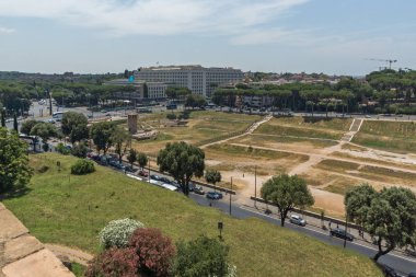 Rome, İtalya - 24 Haziran 2017: Panoramik harabelerini Palatine Tepesi City Roma, İtalya