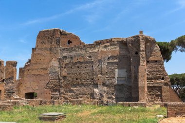 Rome, İtalya - 24 Haziran 2017: Panoramik harabelerini Palatine Tepesi City Roma, İtalya