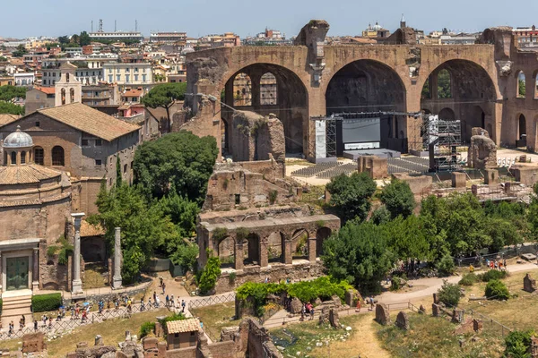 Rome Italien Juni 2017 Panoramaudsigt Fra Palatinerhøjen Til Ruinerne Forum - Stock-foto