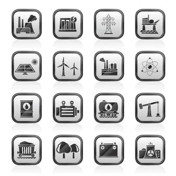 Industria Productora Energía Iconos Recursos Conjunto Iconos Vectoriales — Archivo Imágenes Vectoriales