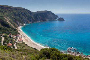 Petani Beach, Kefalonia, Ionian Islands, Yunanistan inanılmaz Panoraması