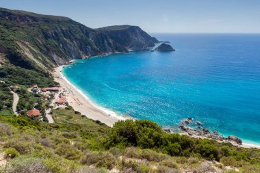 Petani Beach, Kefalonia, Ionian Islands, Yunanistan inanılmaz Panoraması