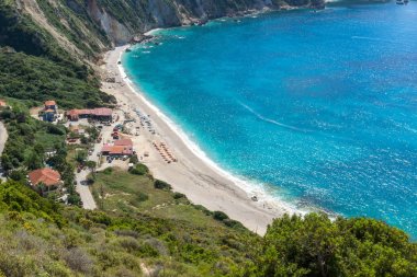 Petani Beach, Kefalonia, Ionian Islands, Yunanistan inanılmaz Panoraması