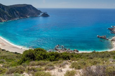 Petani Beach, Kefalonia, Ionian Islands, Yunanistan inanılmaz Panoraması