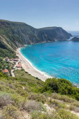 Petani Beach, Kefalonia, Ionian Islands, Yunanistan inanılmaz Panoraması