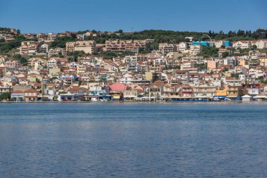 Panorama Argostoli kasaba, Kefalonia, Ionian Islands, Yunanistan için
