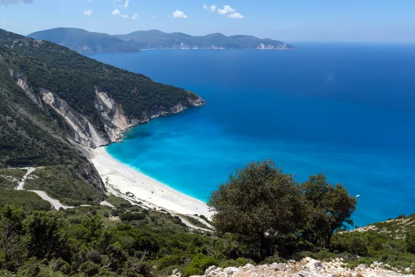 Дивовижний Краєвид Пляжу Myrtos Kefalonia Іонічні Острови Греція — стокове фото