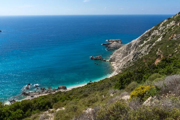 Skały Pobliżu Plaże Petani Kefalonia Wyspy Jońskie Grecja — Zdjęcie stockowe