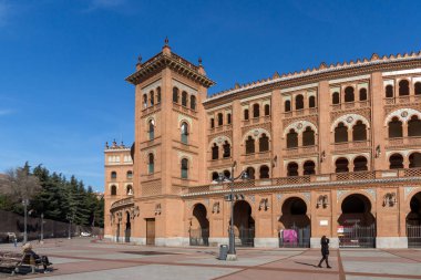 Madrid, İspanya - 24 Ocak 2018: Las Ventas Bullring (Plaza de Toros de Las Ventas) şehir Madrid, İspanya